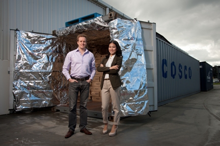 Packing the first shipment to China.  Simon Page and Jane Li (pictured) outside of their first shipment